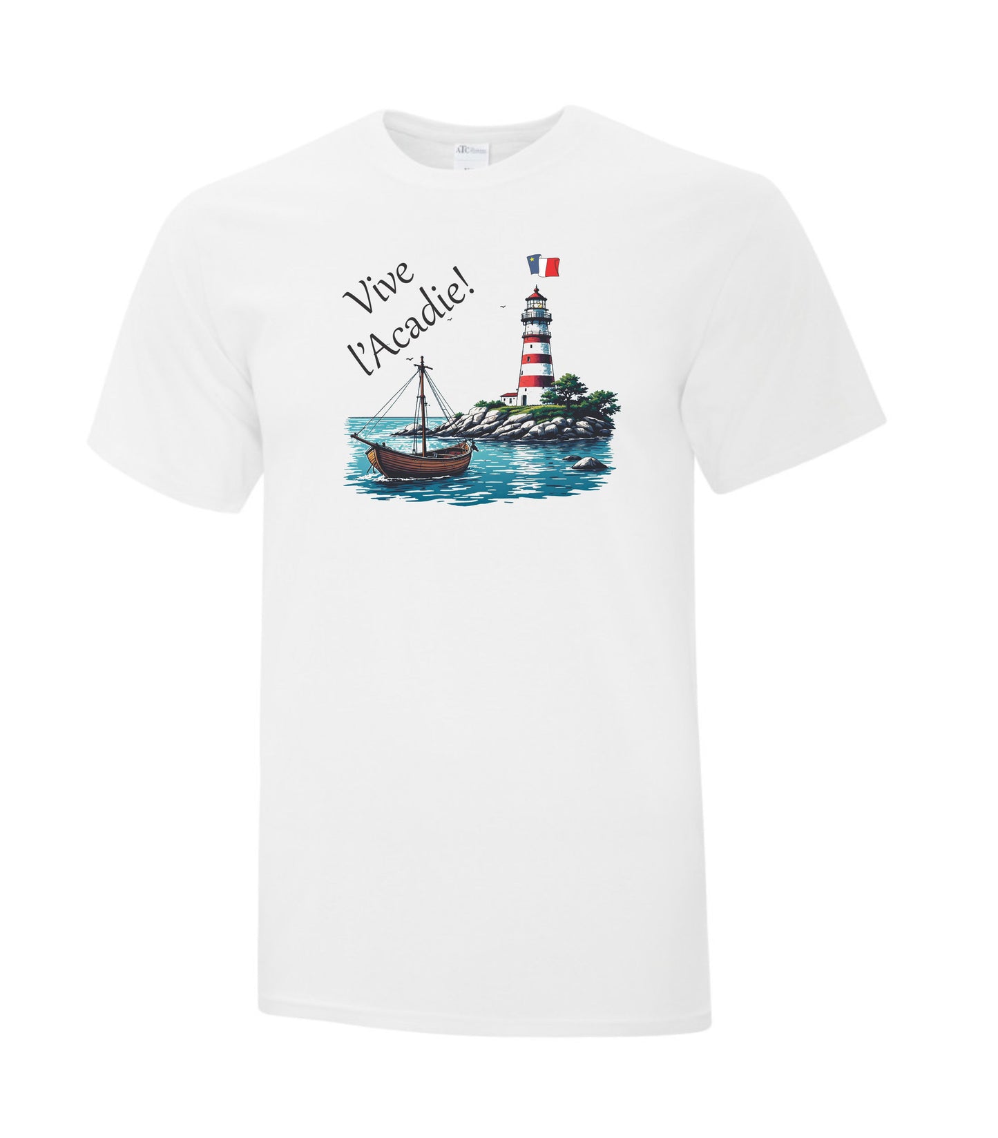 T-shirt acadien - Bateau et phare