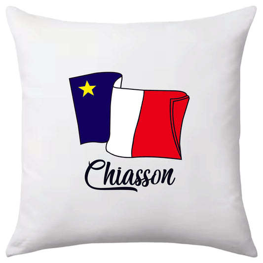Coussin acadien - Drapeau avec nom personnalisé