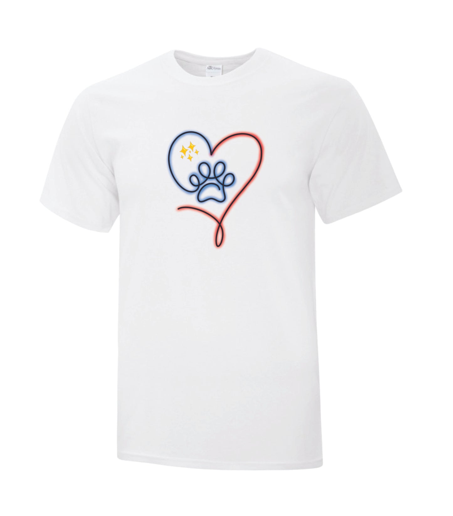 T-shirt acadien - Coeur avec empreinte de patte