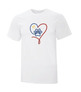 T-shirt acadien - Coeur avec empreinte de patte
