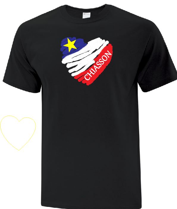 T-shirt acadien - Coeur avec nom personnalisé